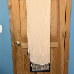 L.L. Bean Tan Dress Scarf with Fringe